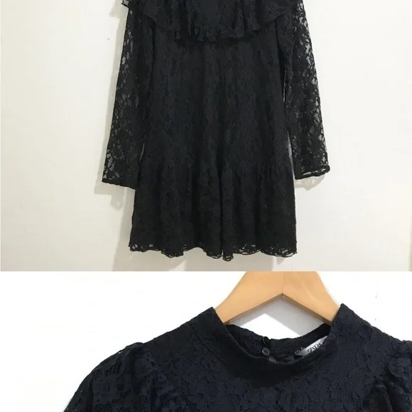 ZARA lace mini dress small black size s - Picture 10 of 13